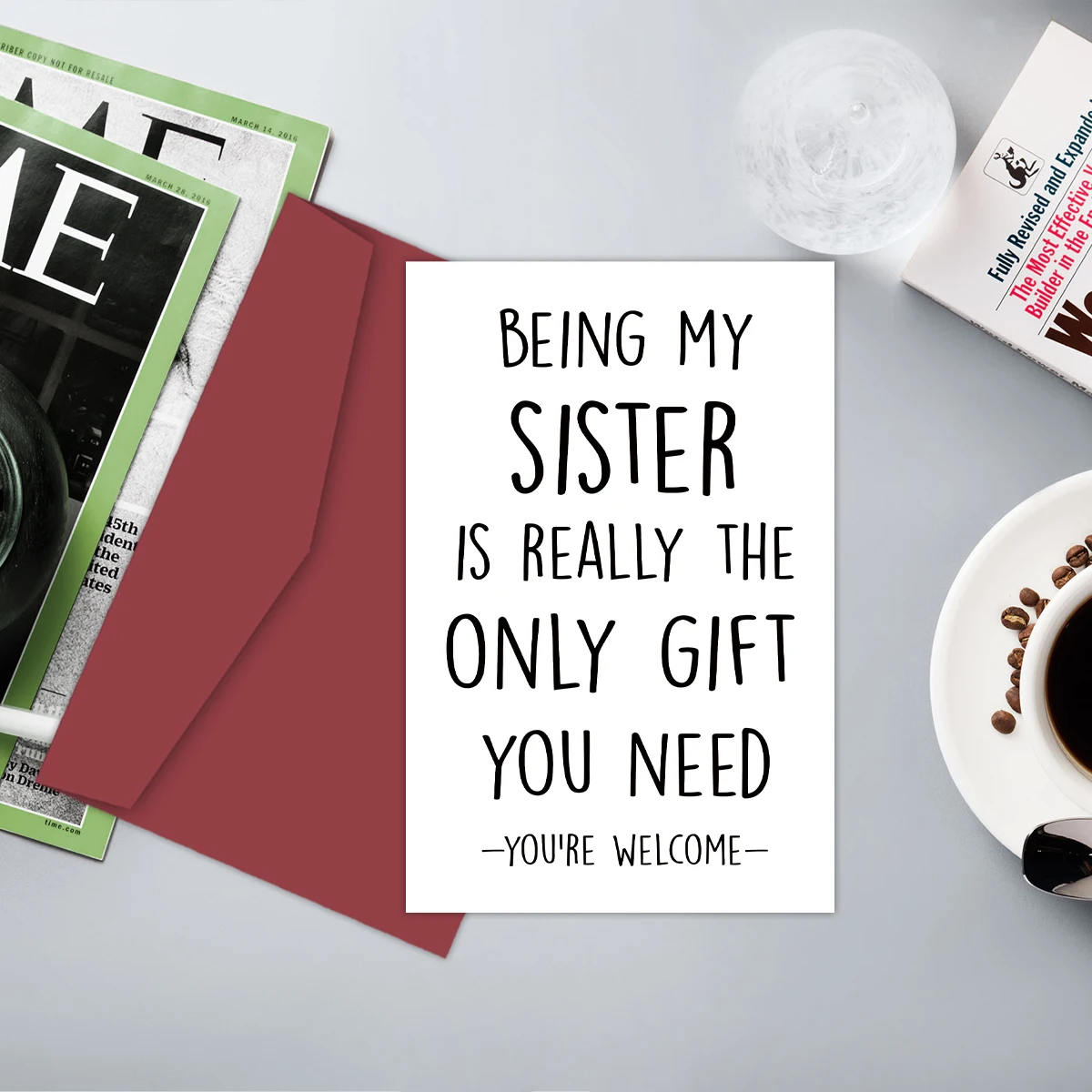 1PC lustige Geburtstagskarte für Schwester, humorvolle Geburtstagsgrußkarte für Schwester, Schwester-Geschenkkarte, personalisierte Karte mit Umschlägen – Detail 9