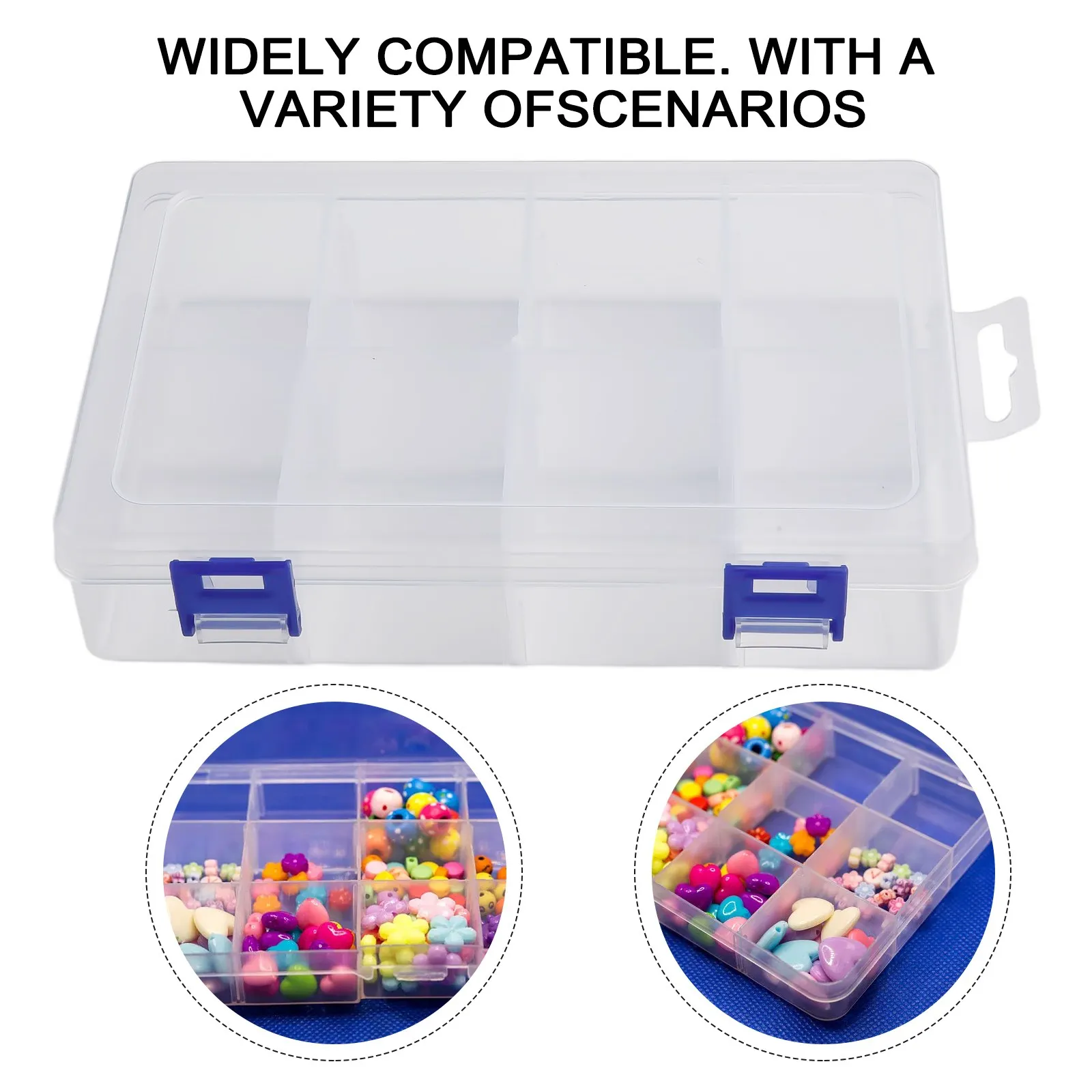 

Container Storage Box Plastic 8 Grids Adjustable Compartment Display Organizer Dustproof Organizer Boxes Storage Box