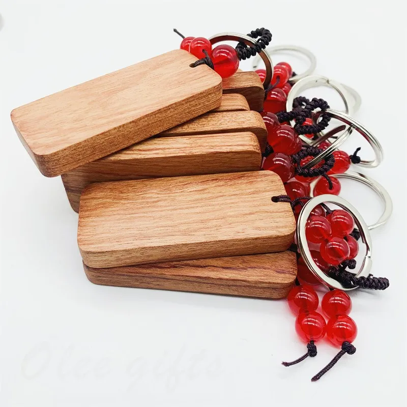 Wooden KeyChain Rosewood Key Ring Making Supplies Laser Logo Blank Rectangle Diy Promotion Key