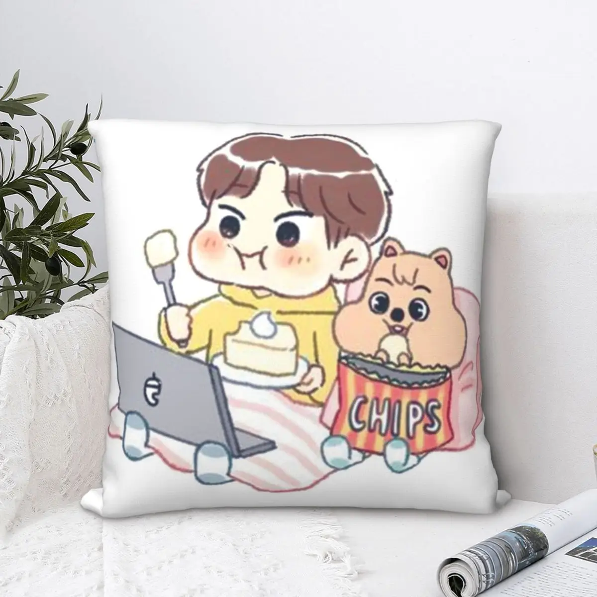 

Skzoo Han Jisung Square Pillowcase Polyester Pillow Cover Velvet Cushion Decor Comfort Throw Pillow For Home Living Room