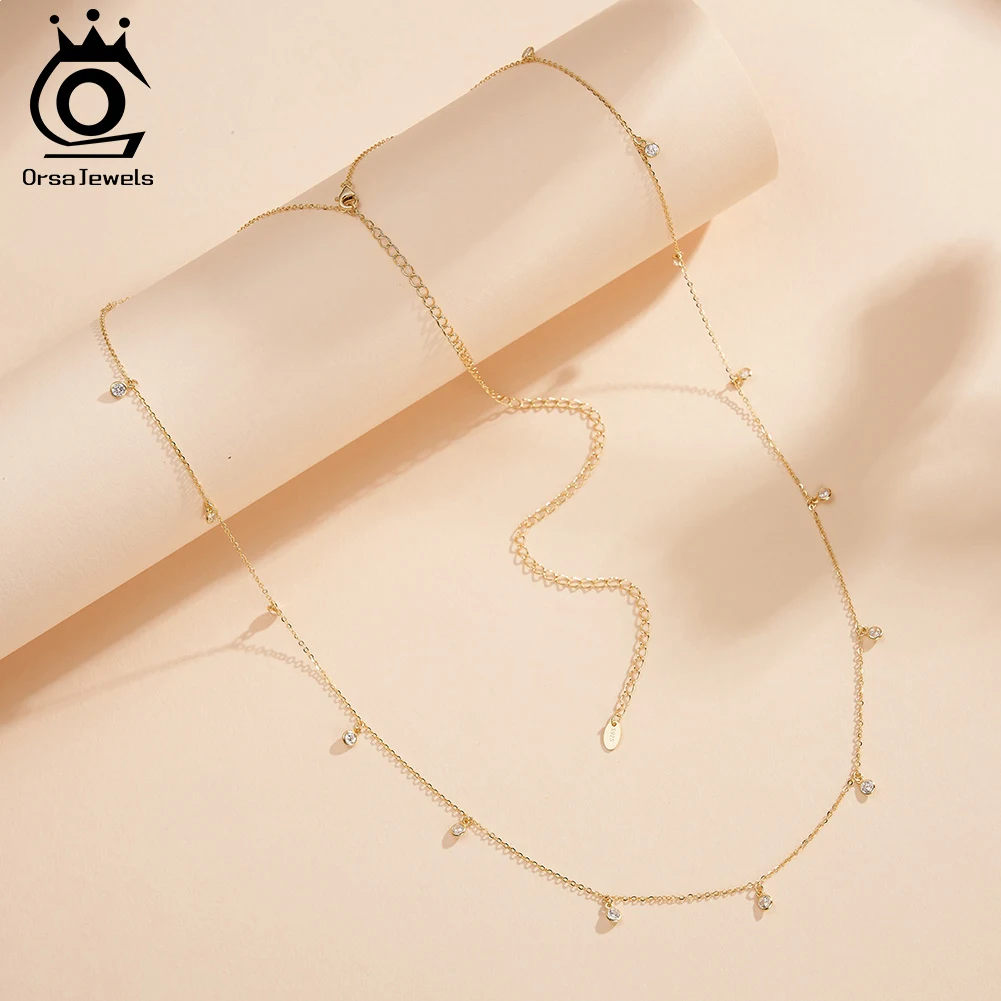 ORSA JEWELS 925 Sterling Silver Body Sexy Waist Chain Adjustable Sexy Bikini Body Belly CZ Chain for Women Summer Jewelry CW01