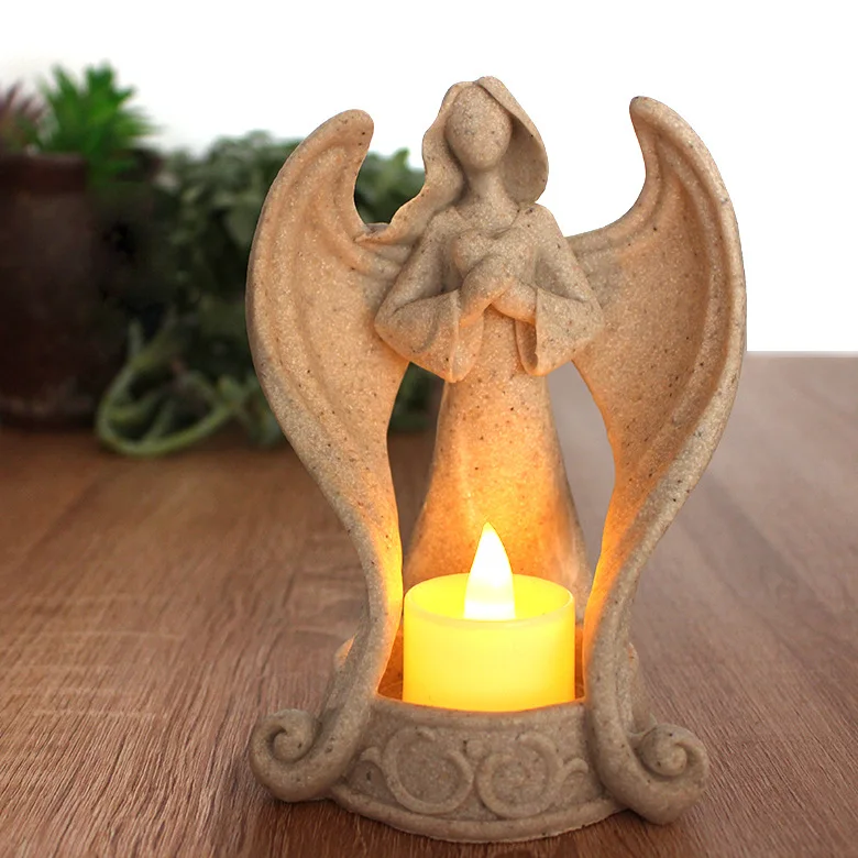 

Angel Candlestick Party LED Lights Commemorate Angels Condolences Candles Angel Figurines Tealight Candle Holder Mourning Gifts