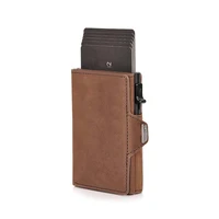 Fashion Aluminum Credit Card Wallet RFID Blocking Trifold Smart Luxury Leather Men Wallets Slim with Coin Pocket Vallet Holders 1