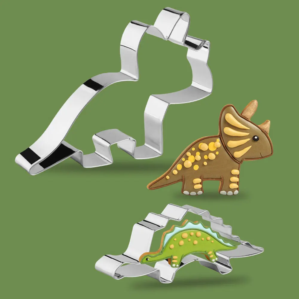 12PCS Dinosaur Kitchen Dough Cutter Metal Cookie Cutter Fondant Biscuit Cake Mold cookie cutter baking mold cookie mould cookie maker press kit