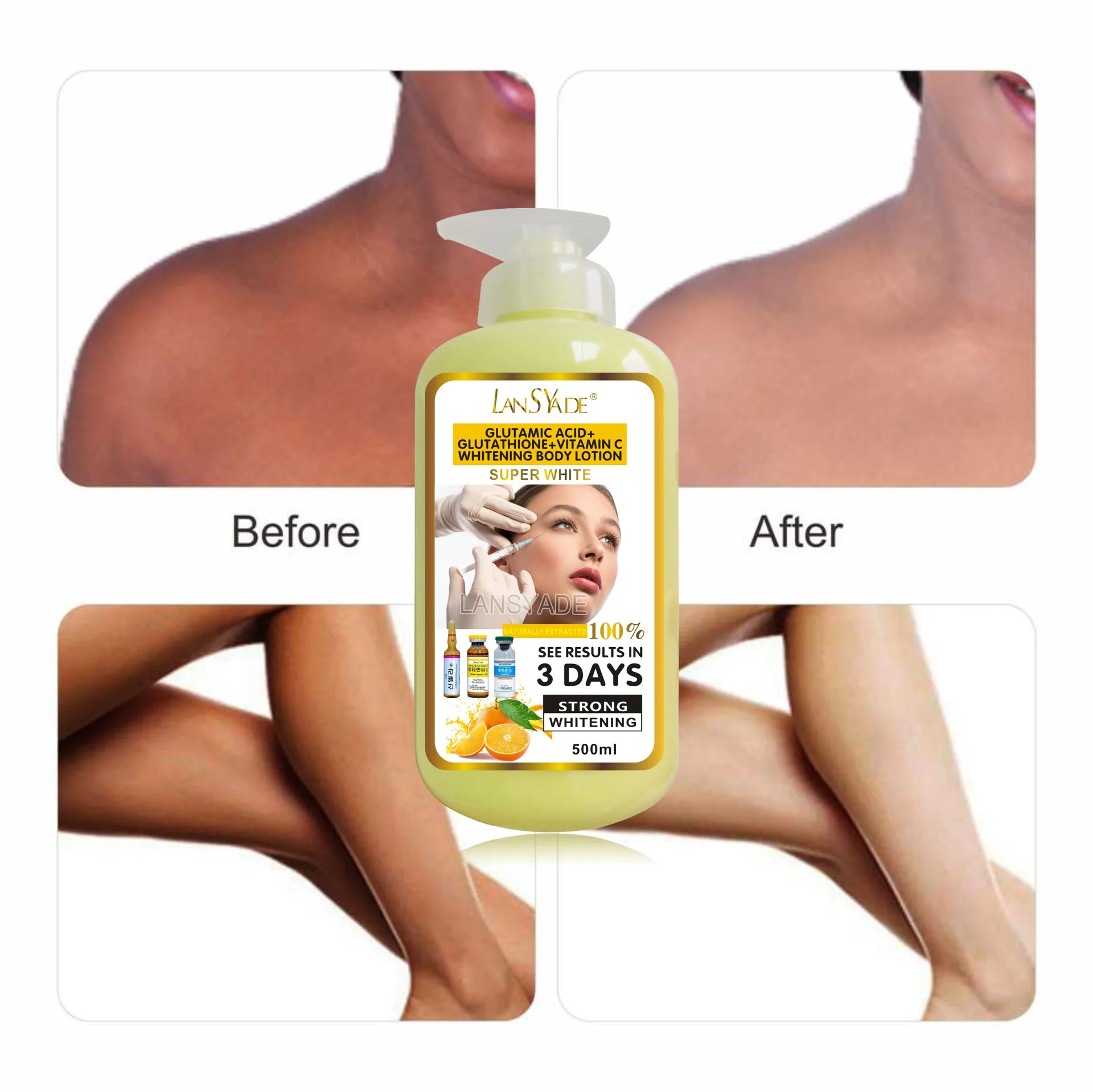 500ml VC Glutathione Body Lotion Facial Nourishing, Firming, Brightening, Moisturizing, and Whitening Lotion 2