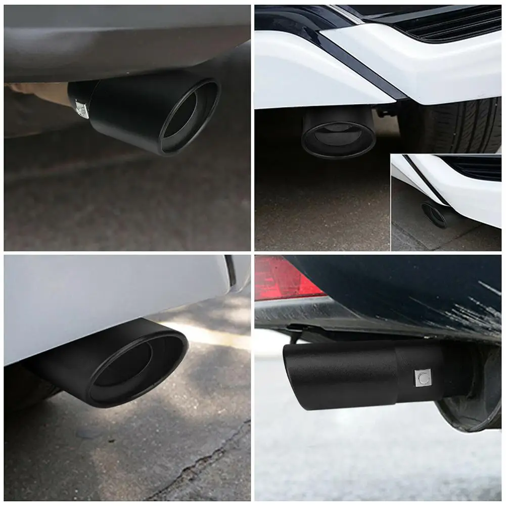 Exhaust Assembly 1 Pcs Car Exhaust Pipe Muffler Decorative Tip Rear Tail Throat Matte Straight Universal Stainless Steel Modified Parts