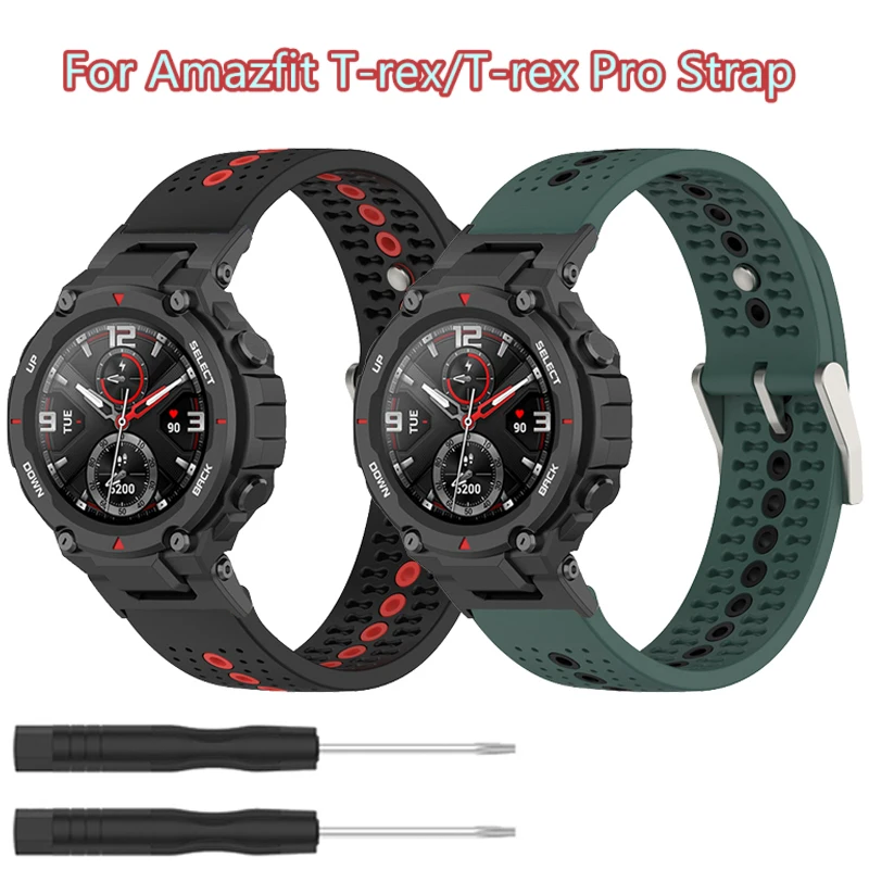 

Дышащий силиконовый ремешок для Huami Amazfit, женский и мужской умный ремешок для часов Xiaomi Amazfit T-Rex/T-Rex Pro Correa