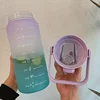 2 Liter Water Bottle with Straw Female Girls Large Portable Travel Bottles Sports Fitness Cup Summer Cold Water with Time Scale 6