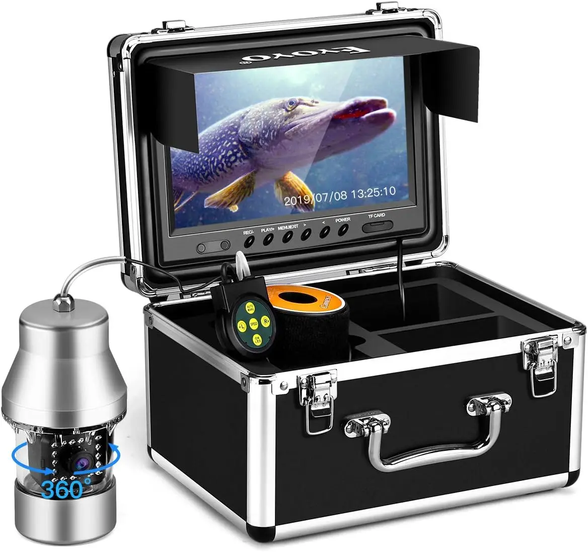 Underwater Fishing Camera Video Fish Finder Function 9 inch Large Color Screen 360&deg; Horizontal Panning Camera