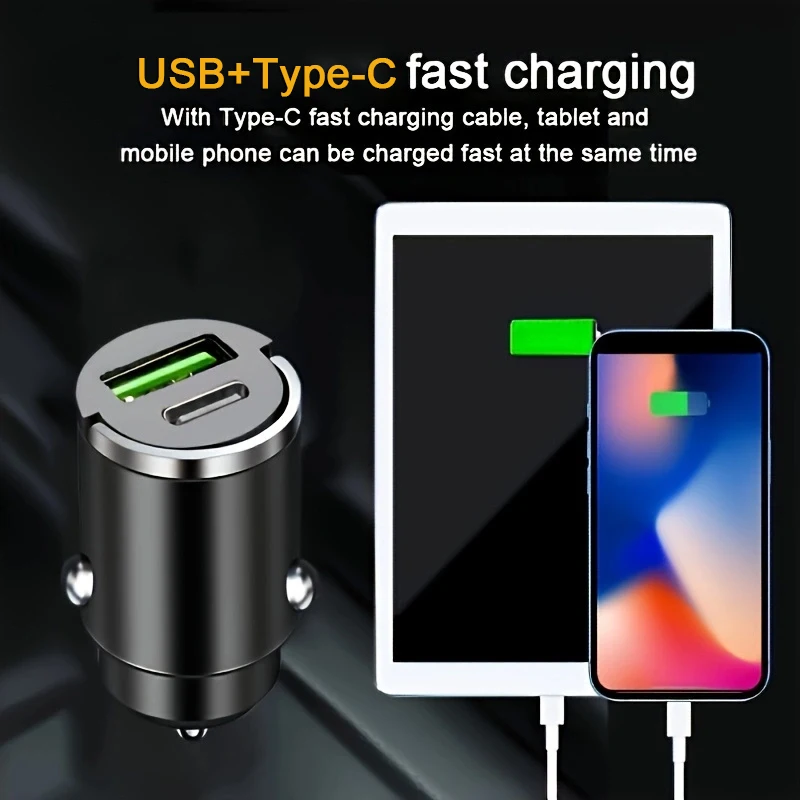 Mini 100W PD QC Pull Ring Fast Charging Car Charger USB C Car Phone Charger Adapter For iPhone 13 12 Xiaomi Samsung Huawei