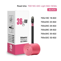 RideNow Ultralight TPU Road Bicycle Inner Tube with French Valve - Black - 45mm (Road 36g Black)
