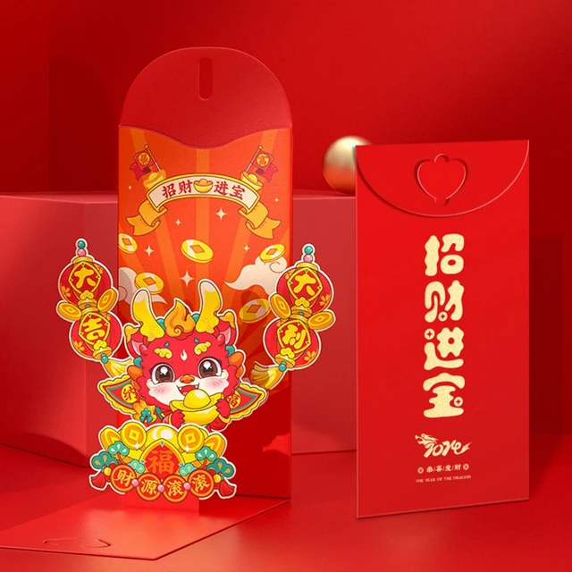 Festive Envelope Cartoon Dragon Chinese New Year Packet Set with Cute  Design