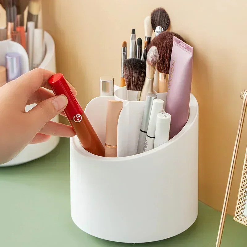 360° swivel cosmetic brush holder - portable desktop organizer for lipsticks, eyebrow pencils, and eyeshadow brushes 3