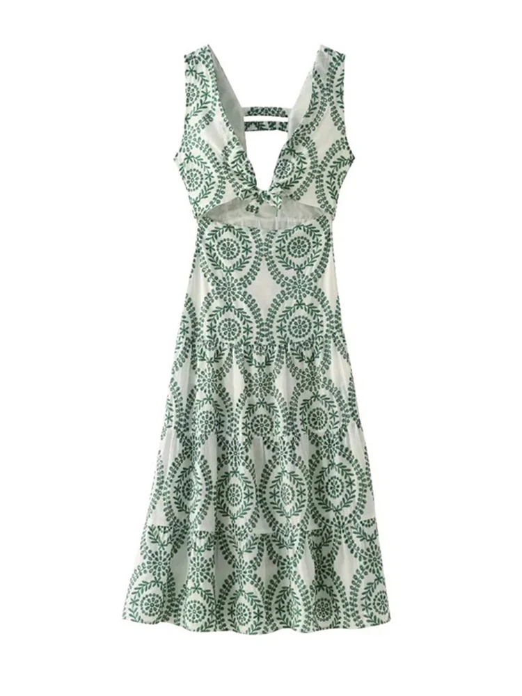 chinese dress ladies Amara Lace-Up Floral Maxi Dress #ID3696A – GRAY FASHION main image 0