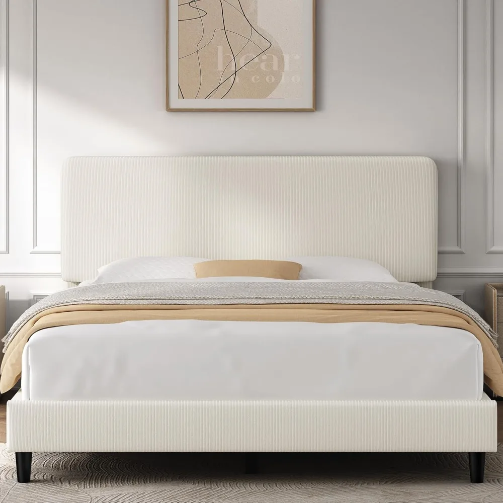 Queen Bed Frames with Adjustable Headboard,Full Size Bed Frame No Box Spring Needed/Wood Slats Support/Easy Assembly, Bed Frames 5