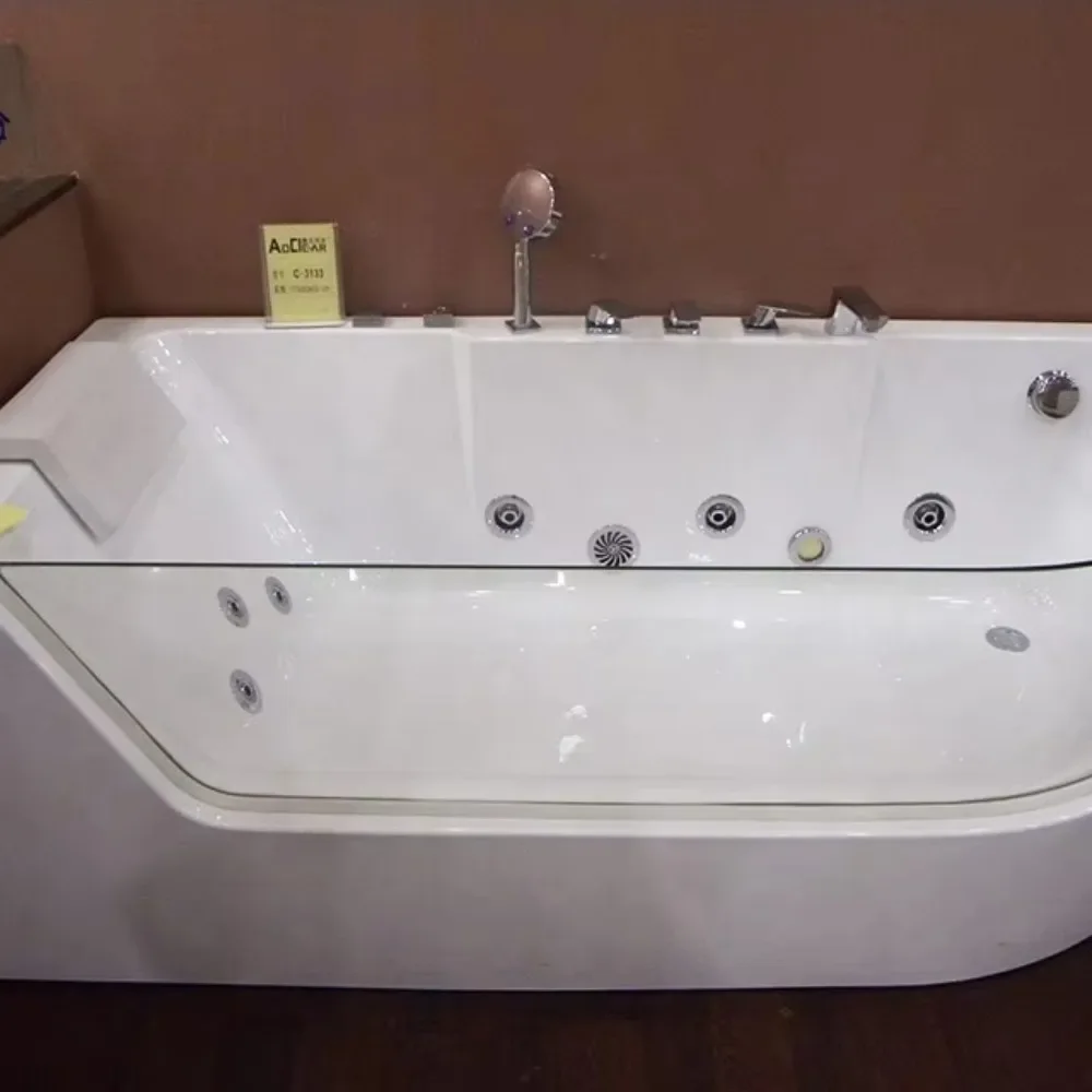 1700mm Long Indoor Bathroom Massage Acrylic Bathtub for Modern Bathroom 2