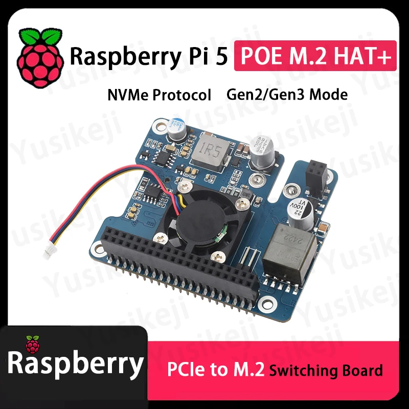 Raspberry Pi 5 POE M.2 HAT+ Board POE + PCIe a M.2 NVMe SSD