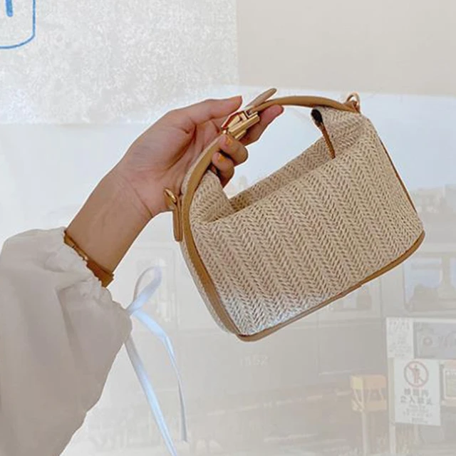 A Legjobb Nők Szalma Kereszttest Táska Bohém Kis Kötés Nyári Pénztárcához És Kézitáskás Vartoct Buttar Tacks - Image 3