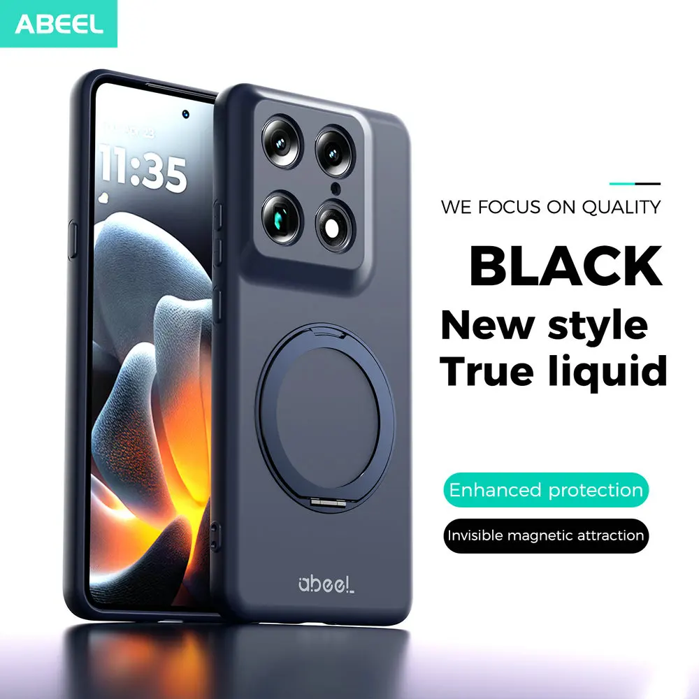 Luxury Liquid Silicon Smooth Back Phone Case with Magnetic Cover for Motorola Signature 5G