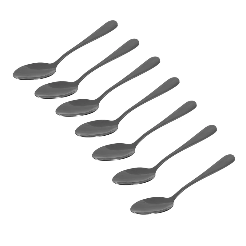 Black Teaspoons Teaspoons, Mini Stainless Steel Cake Spoons, Scoop For Ice Cream , Set Of 24 (Black Coffee Spoons)