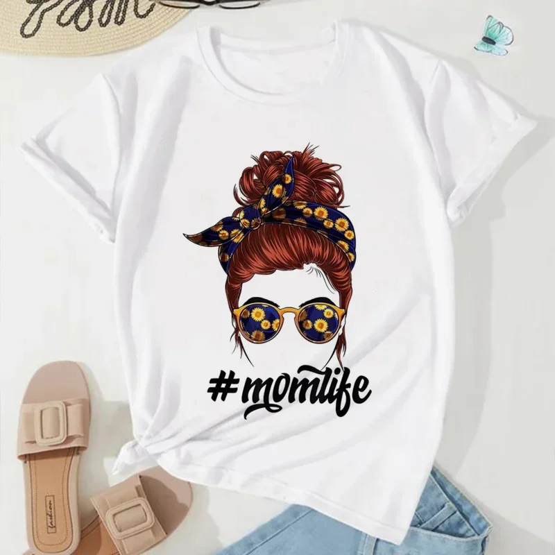 

Woment-shirtmomlifesunflowerturbanfashiontopscartoon90sclothesTshirtshortsleevesummerwhitefemaleHarajukutee