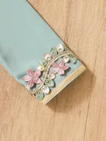 Robe vintage pour fille avec broderie dorée, dentelle motif épi de blé et appliques brodées de fleurs, convient aux enfants de 4 à 12 ans, polyvalente pour la maison, les tenues décontractées et les sorties 5
