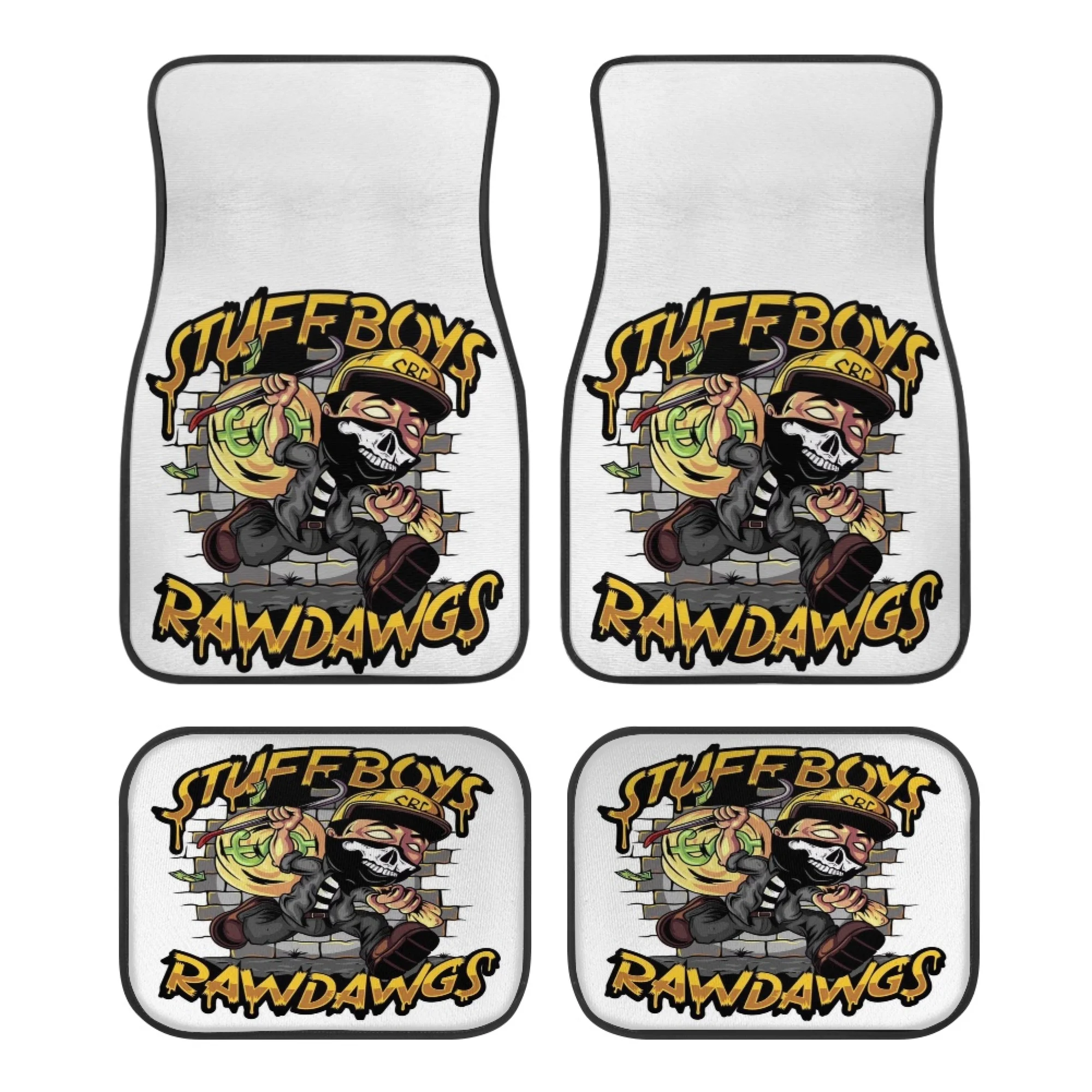 4pcs Set All-Climate Rubber Floor Mats Car Rug Sublimation Decorative Print Door Mat