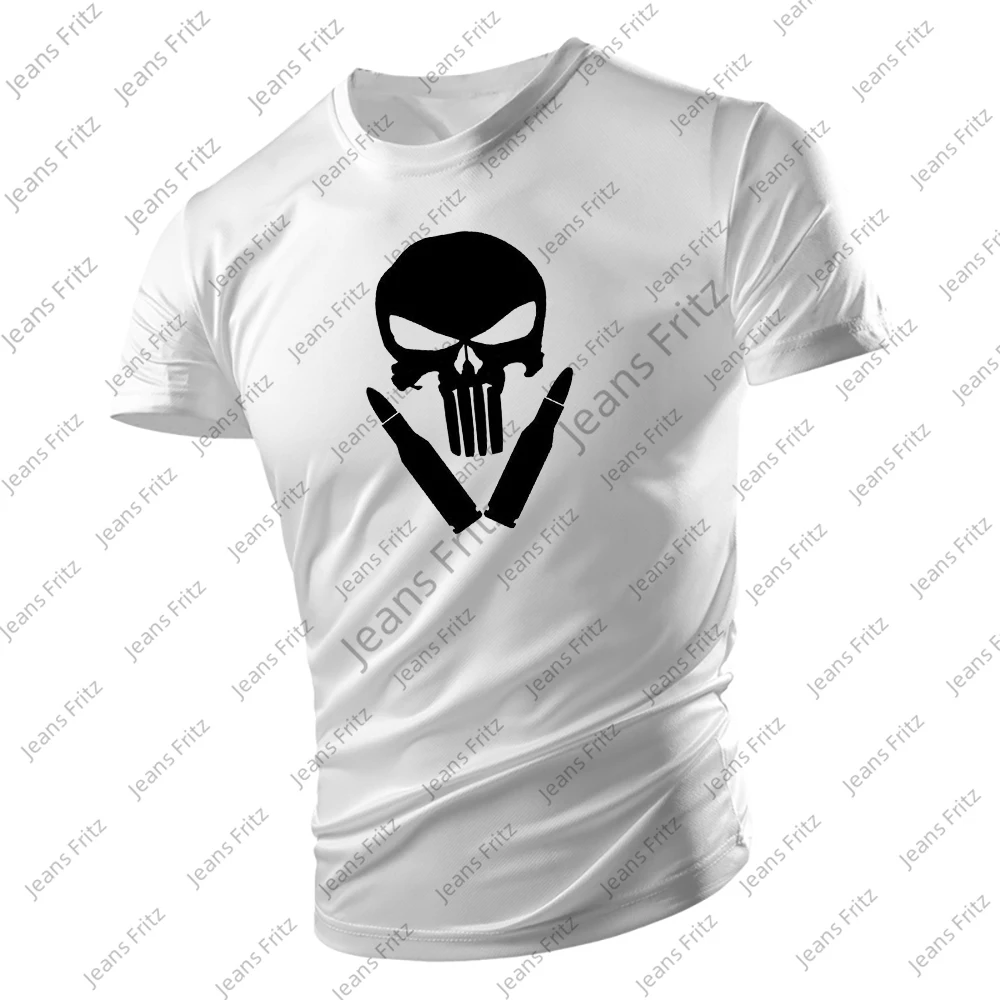 

2024 Men's Short Sleeve Round Neck New Skull Print Fashion Trend Cool Breathable Casual Comfort Harajuku Short Sleeves Redtube