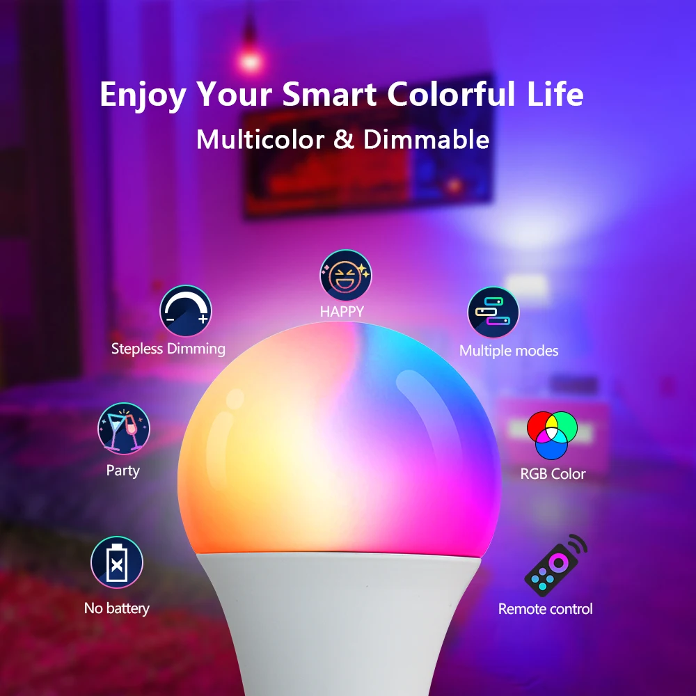 24 Key Remote Control Smart Lamp Atmosphere Light 16 Colors RGB Bulb LED Multicolor Bulb E27 220V Household Lighting Dimmable - Image 3