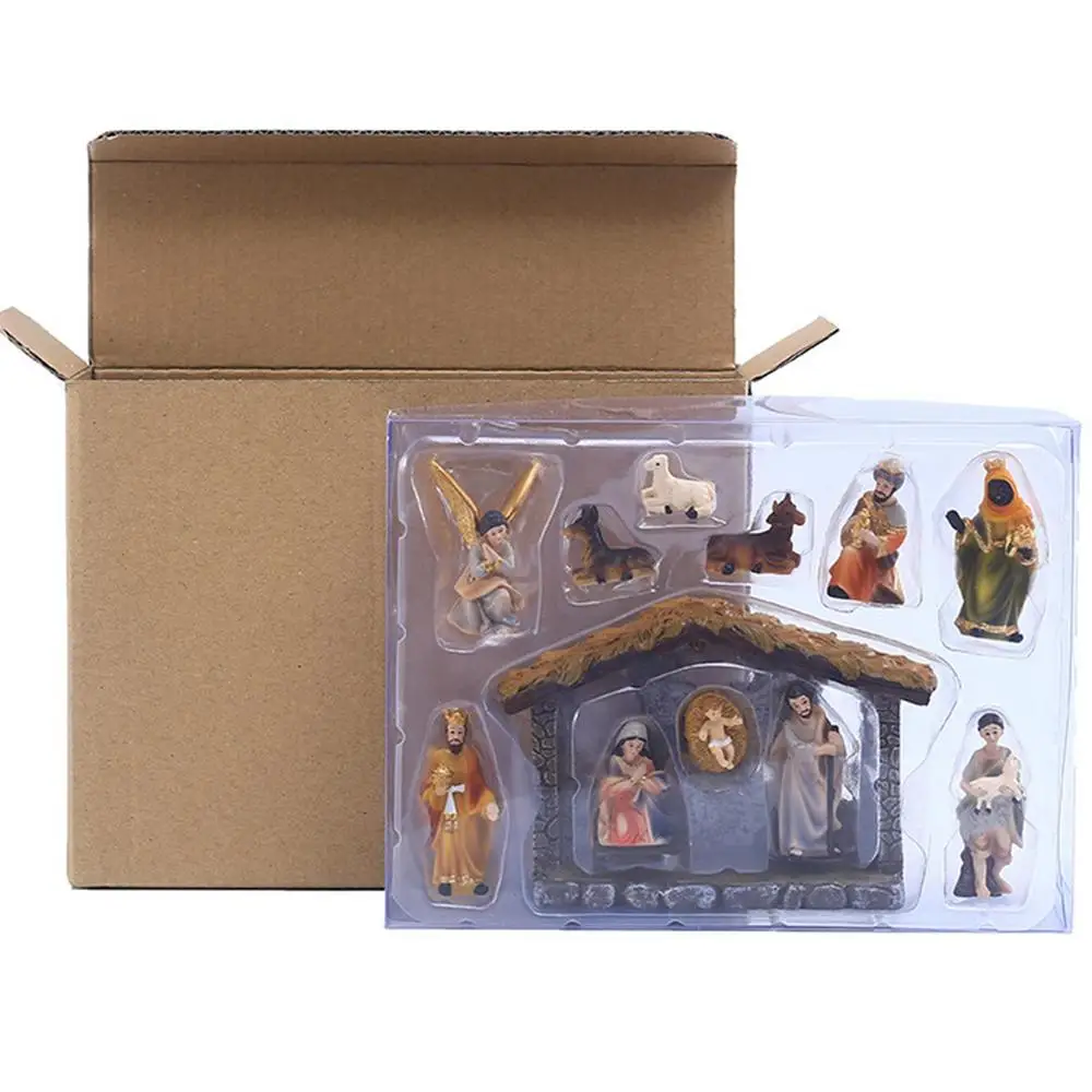 Description Picture 5 of itemChristmas Nativity Set 12 Pcs Christmas Village Nativity Scene Set Holy Family Crafts Statue Decoration Home Living Room Church