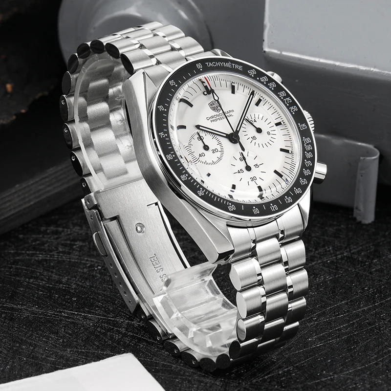 Watchdives WD1861 VK63 Chronograph Watch Bubble Sapphire Crystal High Clear AR Coating Men Watch Aluminum Bezel BGW9 Luminous