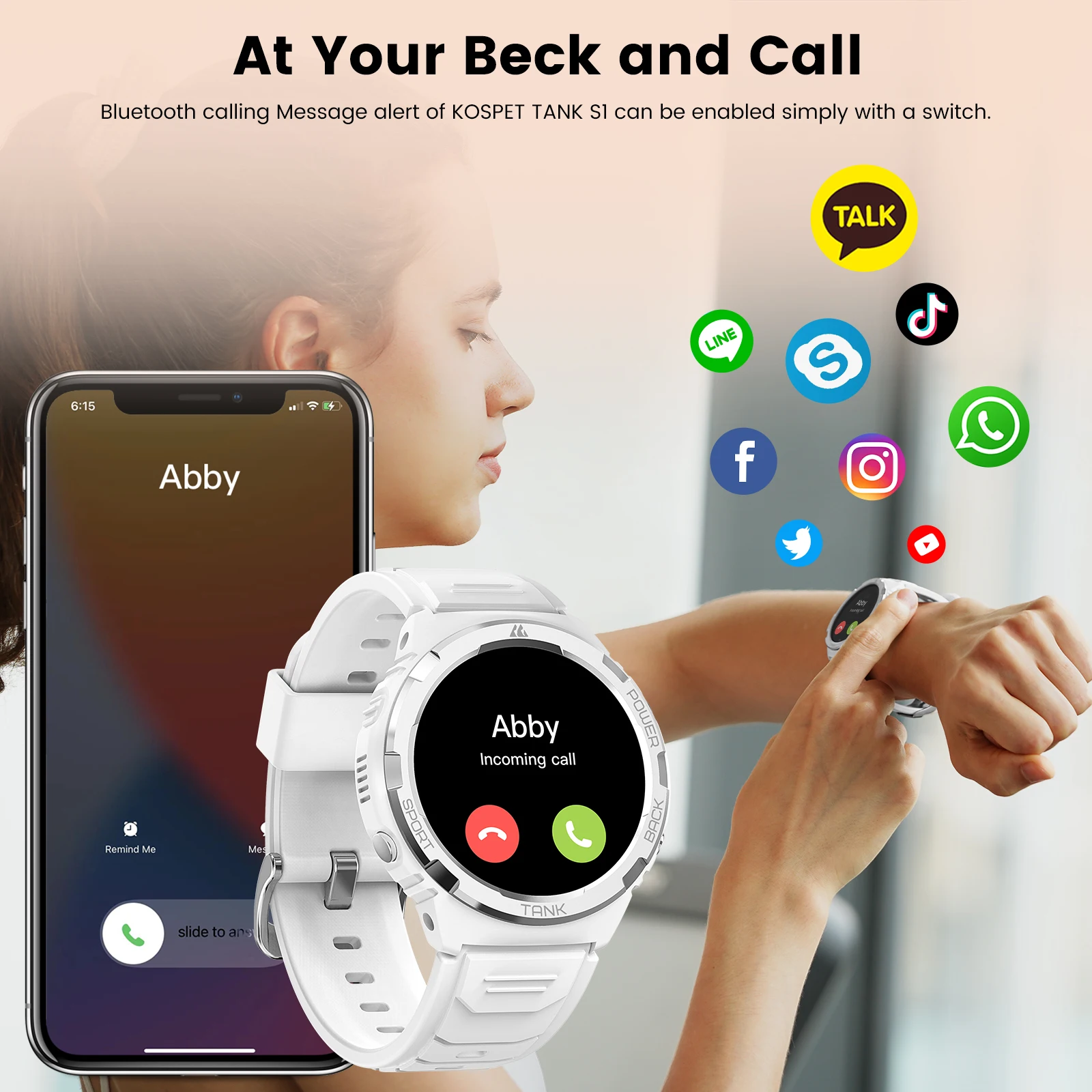 2024 KOSPET 탱크 S1 울트라 스마트 워치 AMOLED AOD 시계, 5ATM 방수, 블루투스 통화, 전자 스마트워치, 여성 디지털 남성 스마트 시계