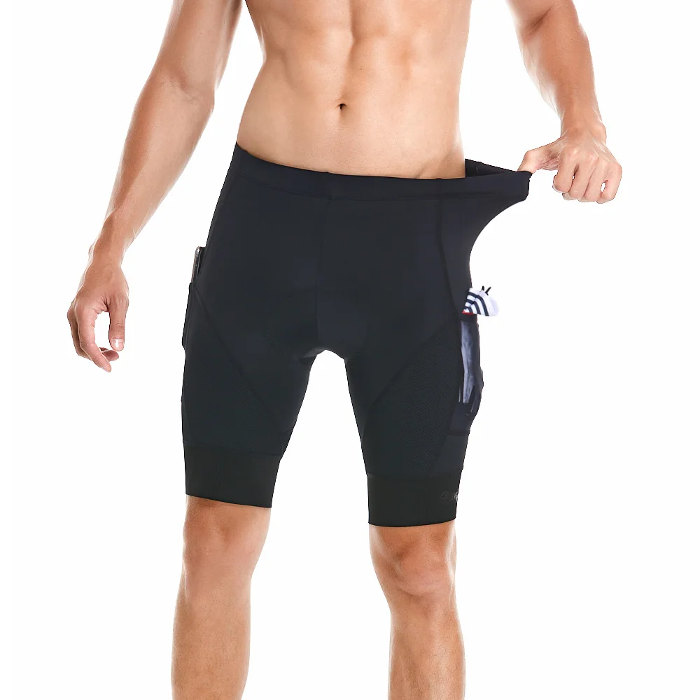 YKYW Gepolsterte Fahrradshorts mit elastischer Schnittstelle für Herren, Radfahren, Fahrradshorts, bequeme Rennradhose, 2-Taschen-Strumpfhose, passend – Detail 5