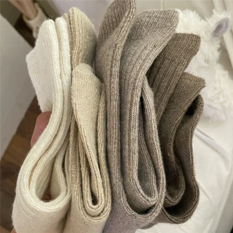Women Wool Cashmere Thermal Long Socks Homewear Sleeping Calcetines for Autumn Winter