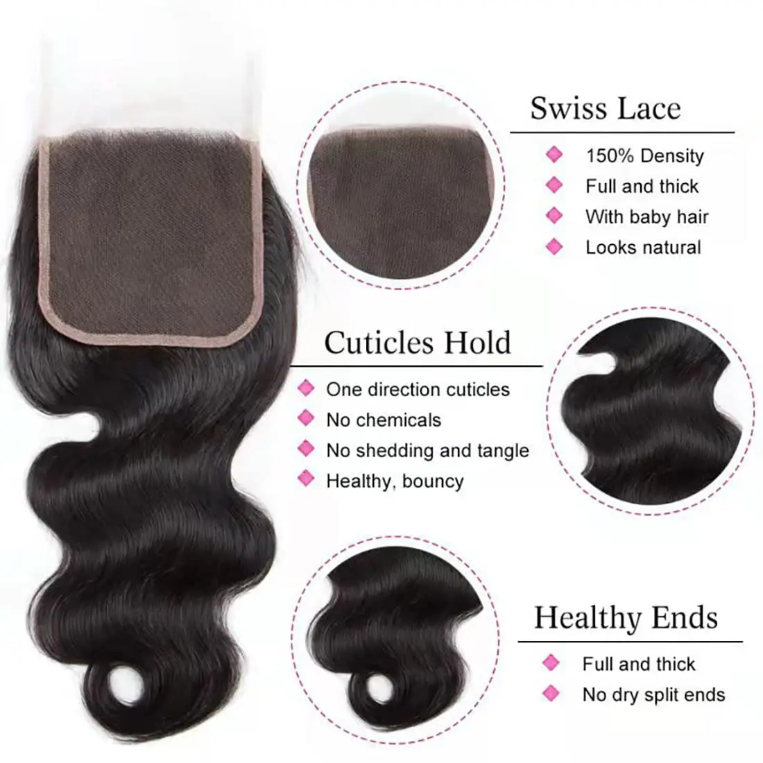 5x5 Lace Closure With Baby Hair Human Hair HD Lace Frontal Closure Remy Brazilian Body Wave Ear to Ear 13x4 Transparent