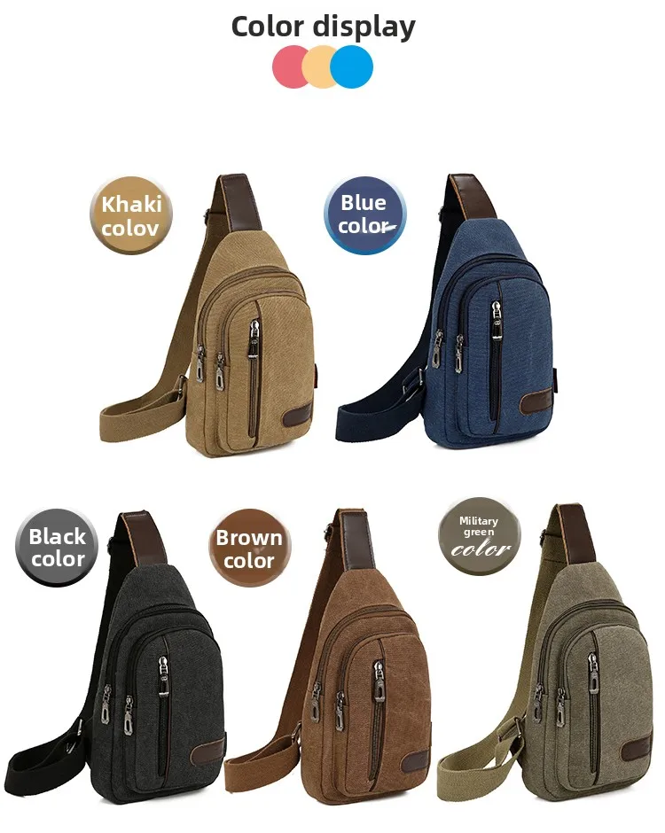 2025 neue männer Leinwand Brust Tasche Umhängetasche Sling Rucksack Koreanischen Stil Casual Taille Pack Leichte Reise Schulter Tasche 254 – Detail 3