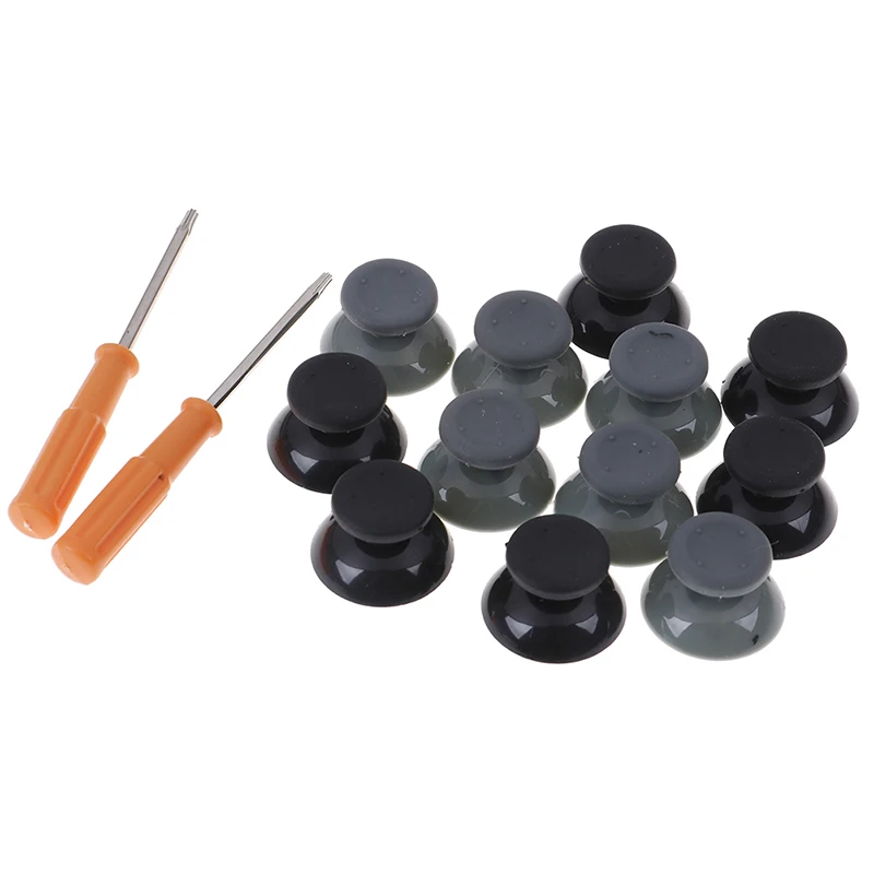 Nuovo 7 Pz/Set Nero Grigio 3D Stick Analogico Per Controller Xbox 360 Thumbsticks Caps Per X Box 360 Parti Di Riparazione Gamepad Con Strumento