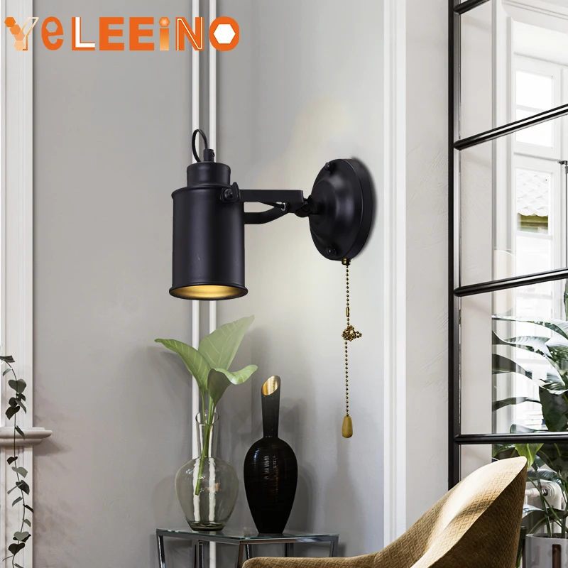 Applique Da Parete Vintage Applique Da Parete A Luce Industriale, Con Interruttore A Catena, Parete A Luce Retrò, Camera Da Letto Soggiorno Illuminazi