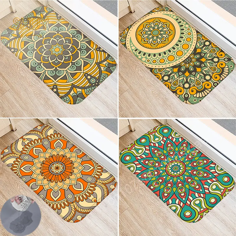 

Mandala Geometry Floor Mat Diatom Mud Absorbent Kitchen Rug Living Room Non-slip Carpet Bath Quick Dry Entrance Doormat Washable
