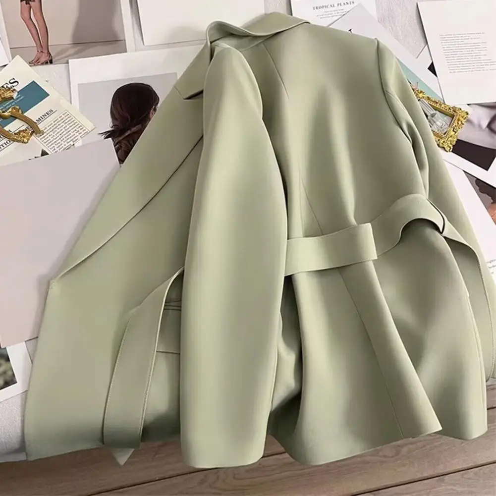 

Work Office Coat Formal Business Style Women's Suit Coat with Belted Waist Slim Fit Long Sleeve Office Coat for Ol Commute Lady