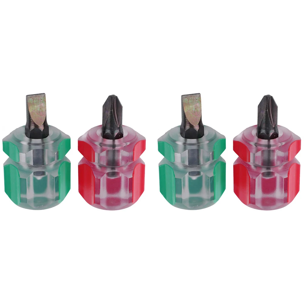 

4Pcs Screwdriver Slotted Cross Head 37mm Manual Tools Short Handle For Workshop Bicycle Car Repairing Home Improvement Tools