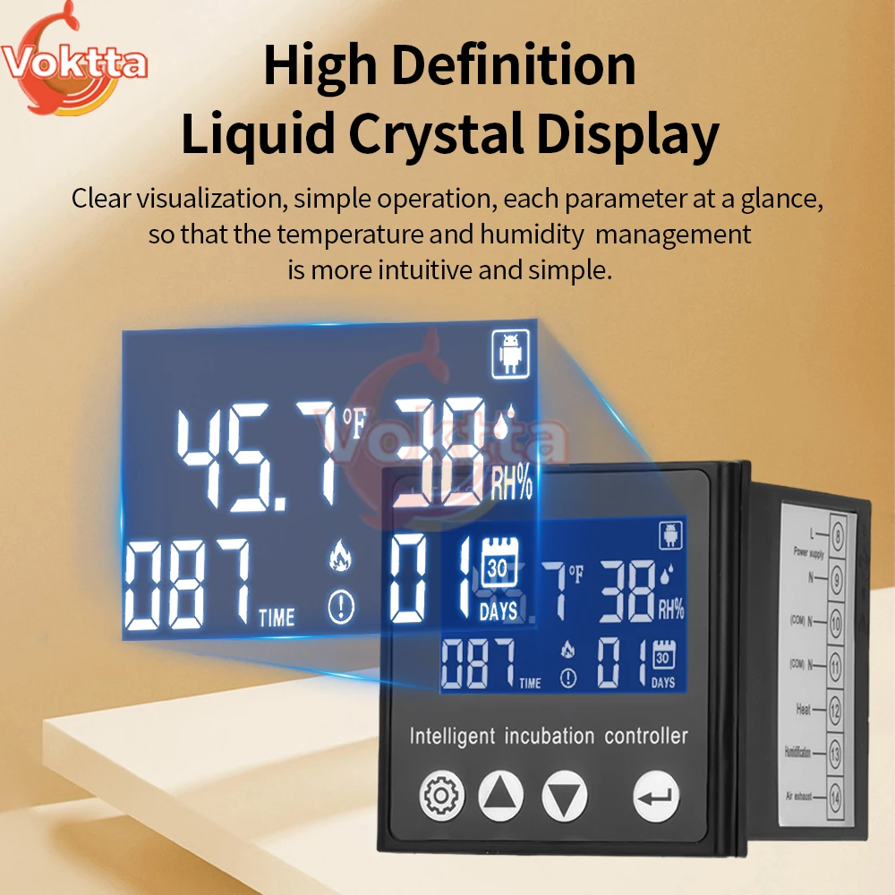 HT-12 Controller intelligente per incubatrice per uova Display digitale LCD Termostato Controllo igrostato con sonda sensore di umidità della temperatura - immagine 4