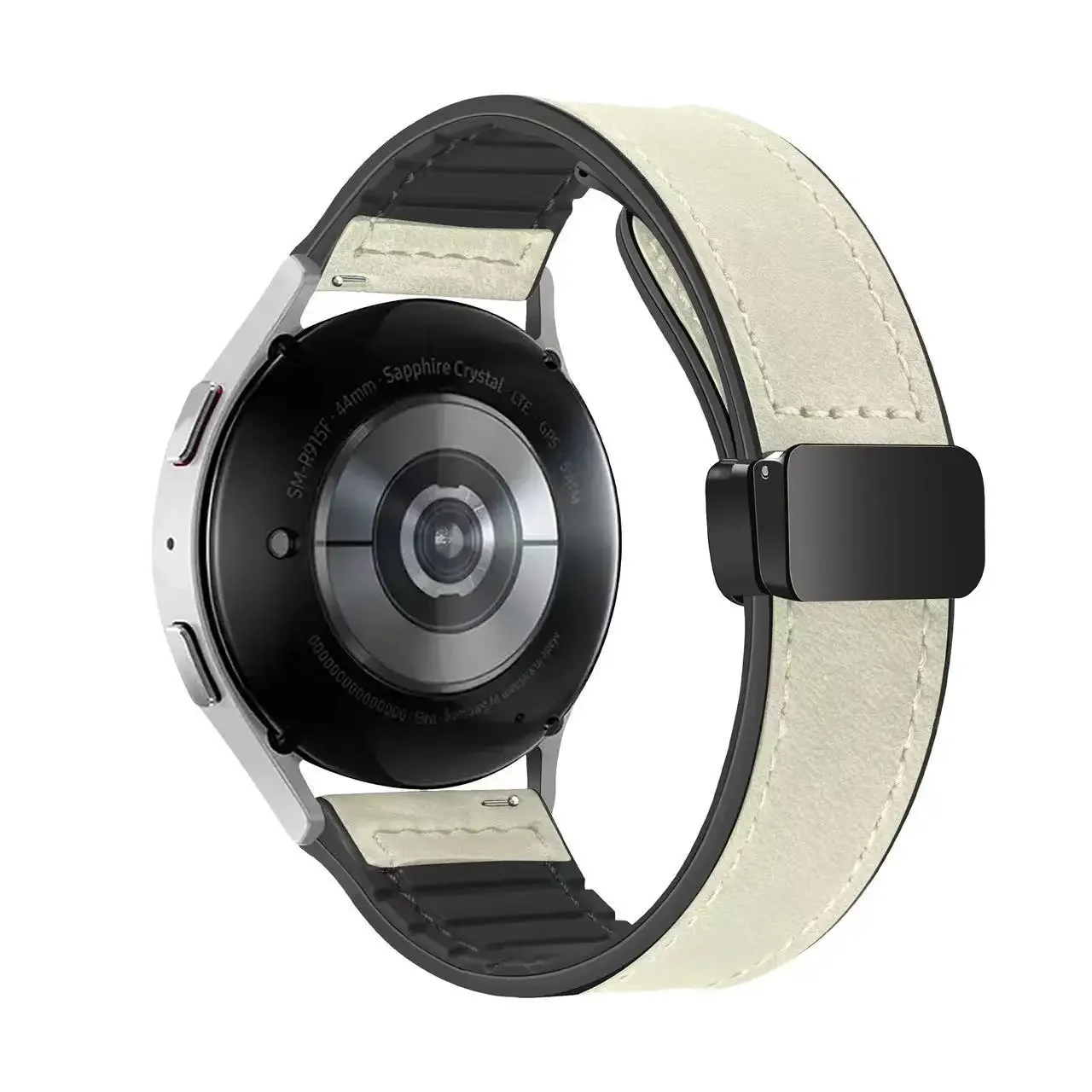 Elegant Leather Silicone Hybrid Strap - Premium Wristband Bracelet in Multiple Sizes