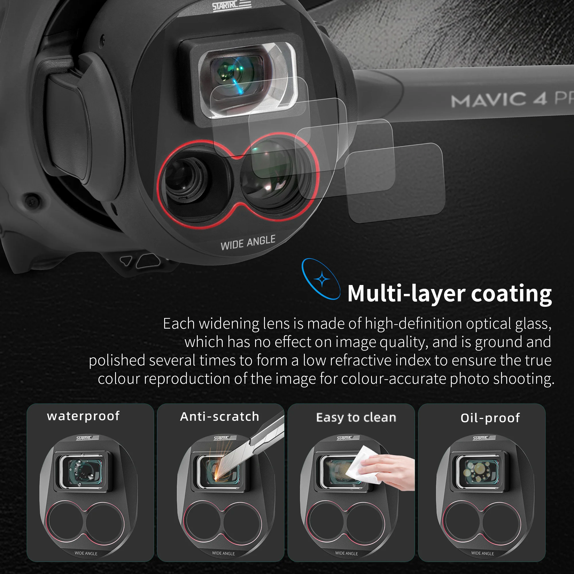Filtre Grand Angle Startrc pour DJI Mavic 4 Pro - 110°