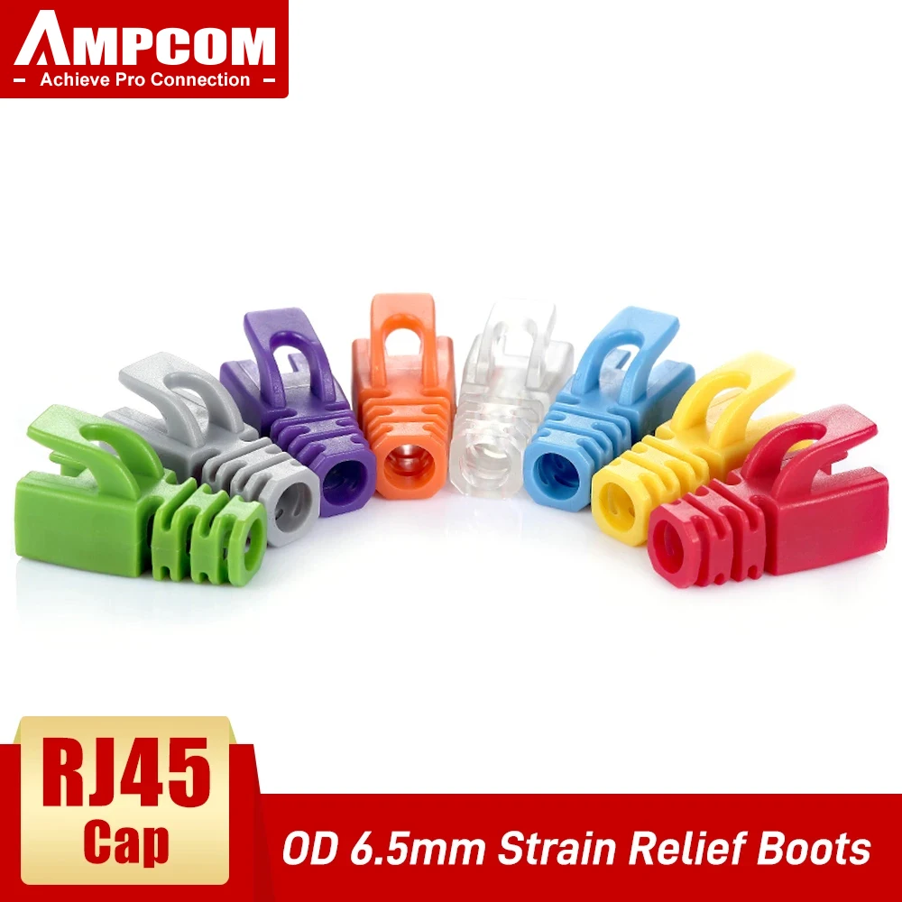 Ampcom Rj45 Ethernet Cabo de Rede Botas de Alívio de Tensão Conector do Cabo Plug Cobre para Cat5 Cat5e Cat6 Plástico