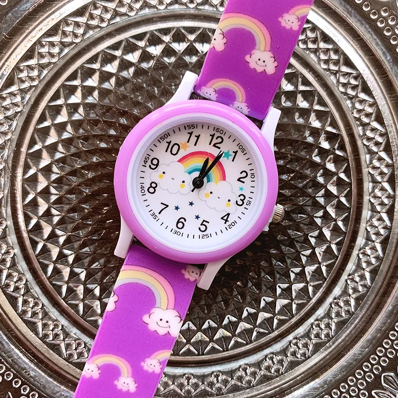 2022 New Rainbow Cloud Printed Silicone Band Children's Watch Girl cute Cartoon Quartz Watch kids watches boys girl watch