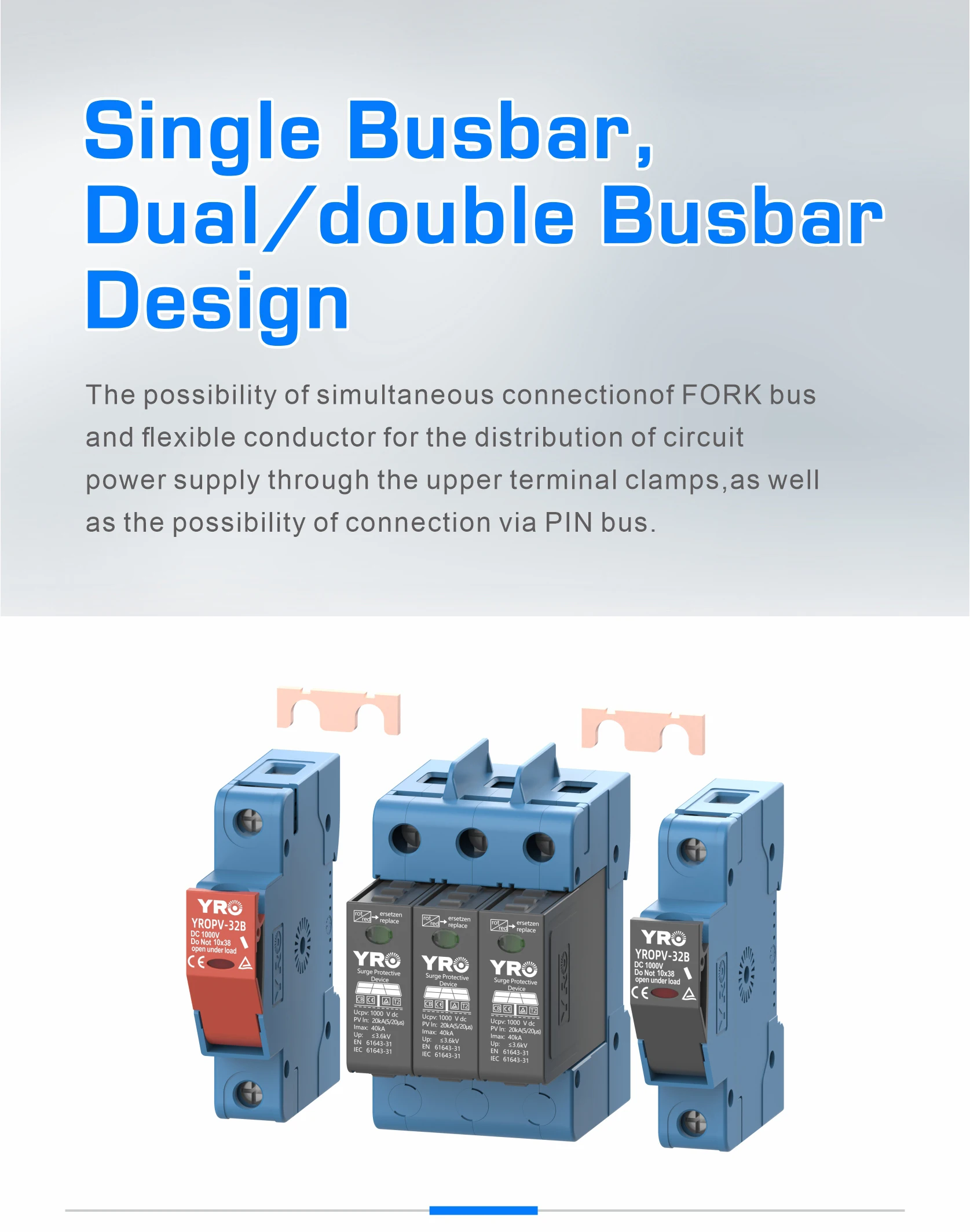 DC SPD 2P 600V 3P 1000V 1500V House Surge Protector Protective 20KA~40KA T2 Type
