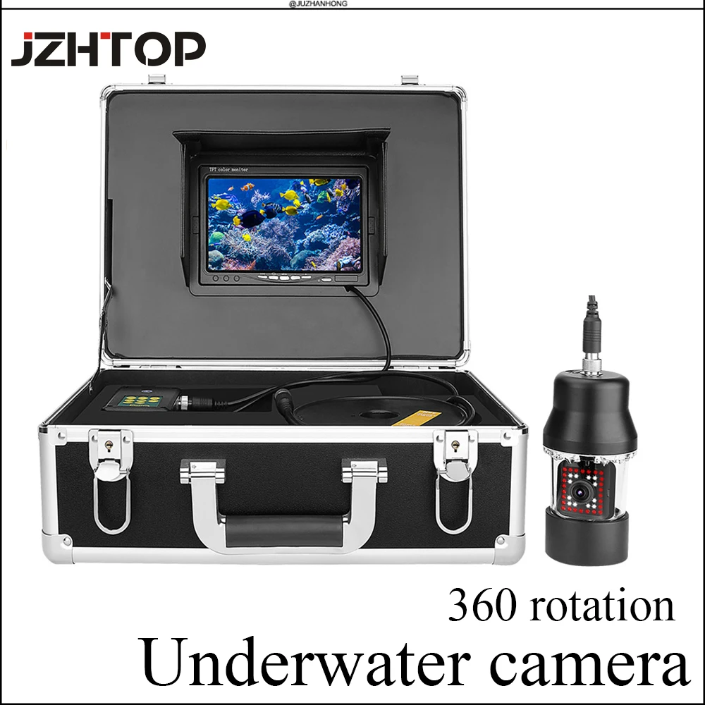 50m Cable 360 Rotation Underwater Fishing Video Camera Fish Finder Camera With 7'LCD Monitor Battery SD Card