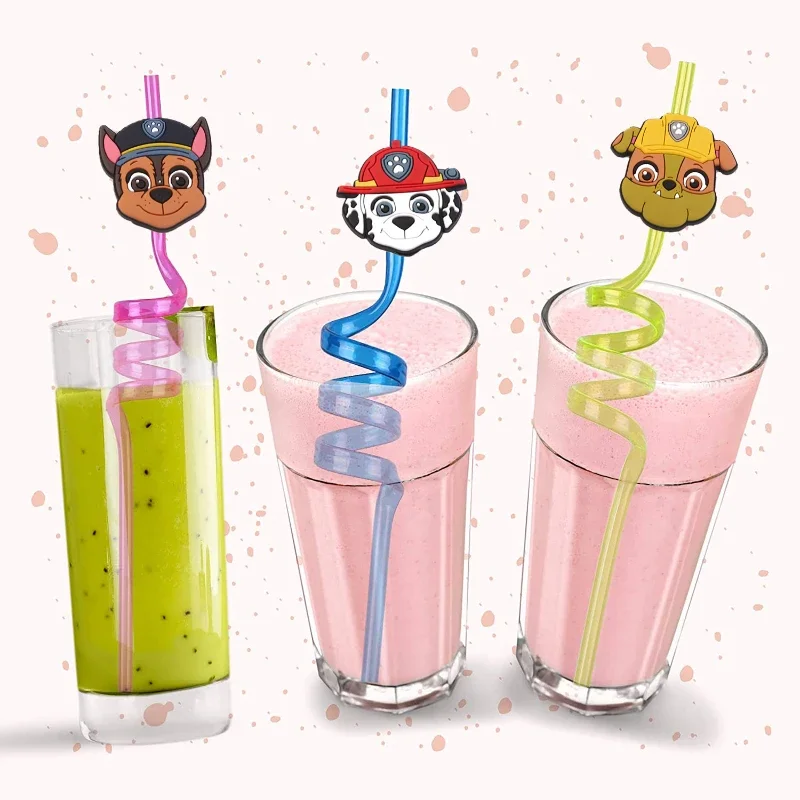 Paw Patrol Anime Chase Straw Bambini Creative Drink Straw Birthday Party Halloween Christmas Decoration Holiday Party Supplies