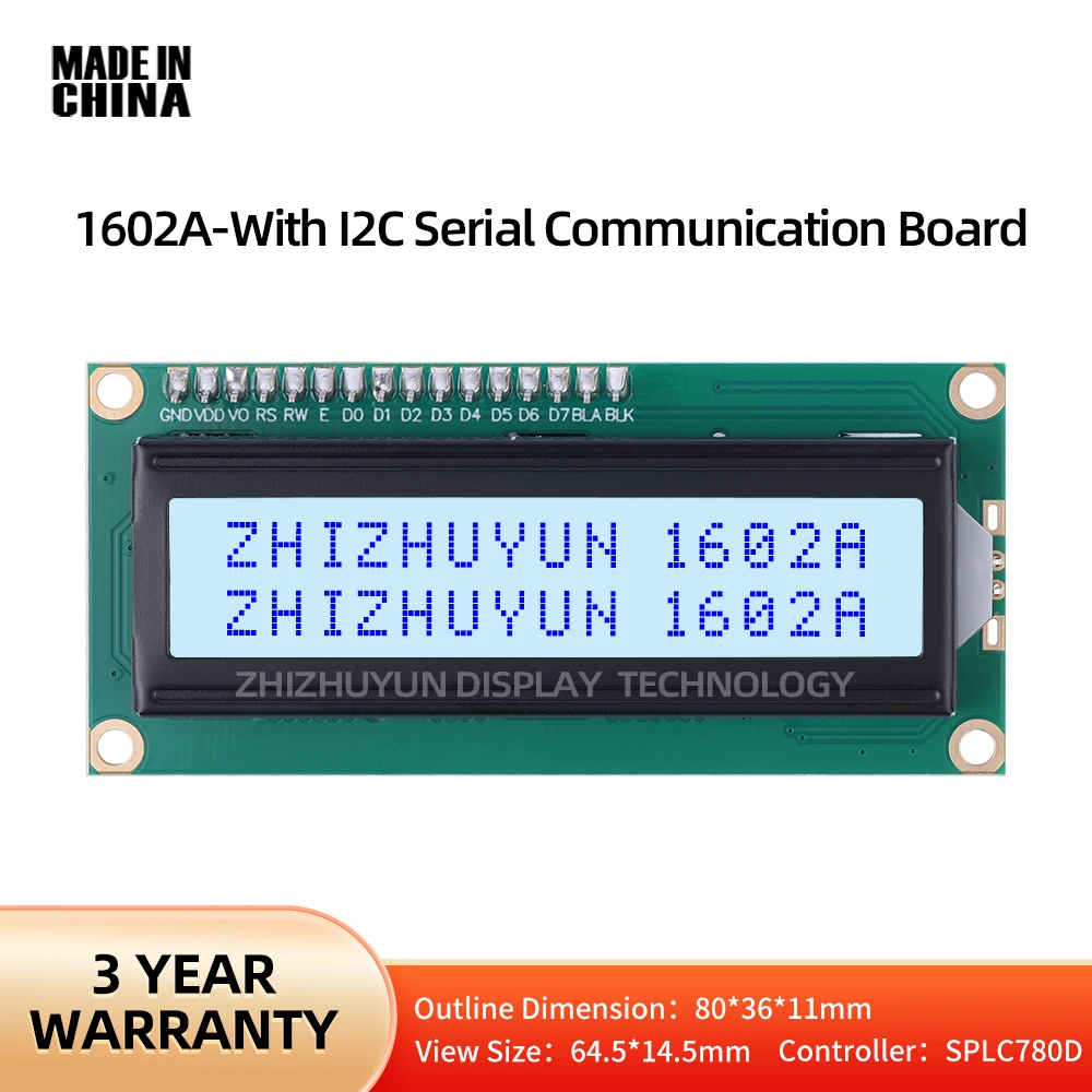 

1602A IIC Adapter Board Grey Film Blue Font PCF8574 LCD Character Screen 16X2 16PIN Interface Module